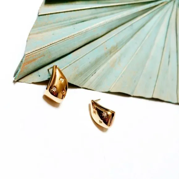 #121 Anthro huggie stud earrings in gold - Picture 3 of 5